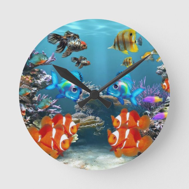 Reloj Redondo Mediano Mar acuático (Anverso)