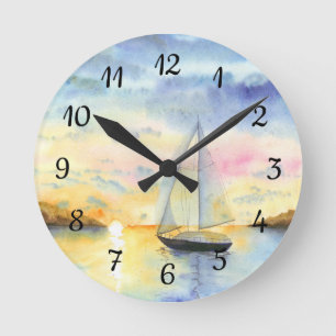Reloj Redondo Mediano Mar al atardecer