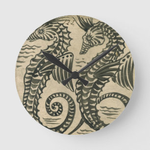 Reloj Redondo Mediano Mar-Caballo (w/c en el papel)