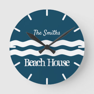 Reloj Redondo Mediano Mar Minimalista ondea costa náutica