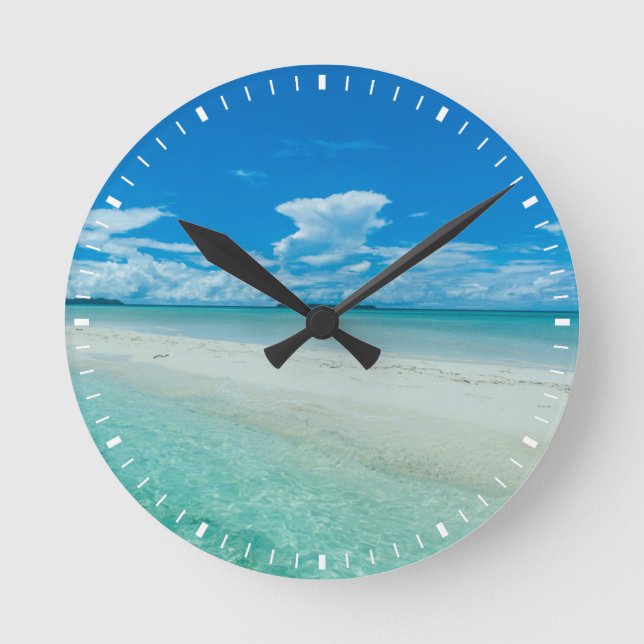Reloj Redondo Mediano Maravilla tropical azul, Palau (Anverso)