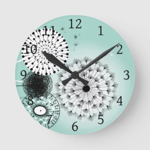 Reloj Redondo Mediano Maravilloso Dandelions Blue