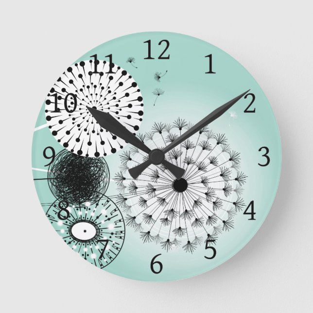 Reloj Redondo Mediano Maravilloso Dandelions Blue (Anverso)