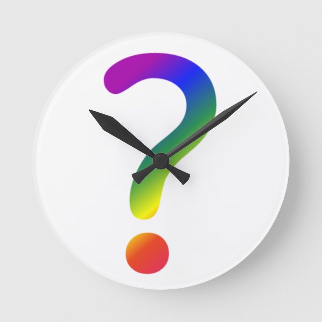 Reloj Redondo Mediano Marca de interrogación Rainbow (Anverso)