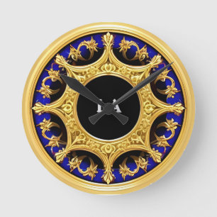 Reloj Redondo Mediano Marco dorado con detalles ornamentados