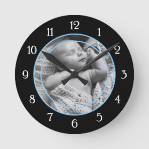 Reloj Redondo Mediano Marco fotográfico azul y negro