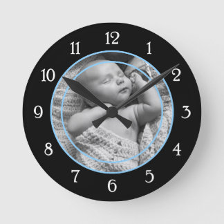 Reloj Redondo Mediano Marco fotográfico azul y negro