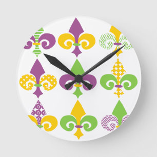 Reloj Redondo Mediano Mardi Gras Fleur de Lis