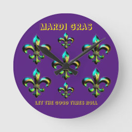 Reloj Redondo Mediano Mardi Gras Fleur De Lis