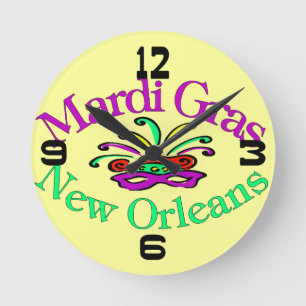 Reloj Redondo Mediano Mardi Gras New Orleans Clock Face