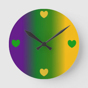 Reloj Redondo Mediano Mardi Gras Ombre con corazones