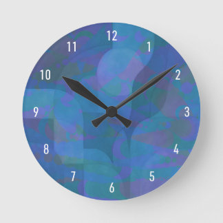 Reloj Redondo Mediano Mareas de Azure - Geometría de abstracto oceánico
