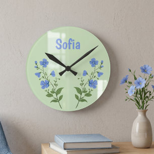 Reloj Redondo Mediano Margarita floral moderna personalizada linda elega