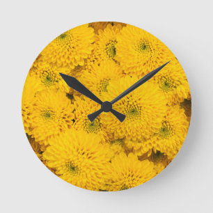 Reloj Redondo Mediano Margaritas amarillas del jardín Color perfecto flo