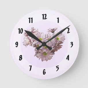 Reloj Redondo Mediano Margaritas rosadas corazón de Mum