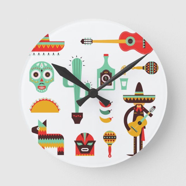 Reloj Redondo Mediano mariachi mexicana (Anverso)