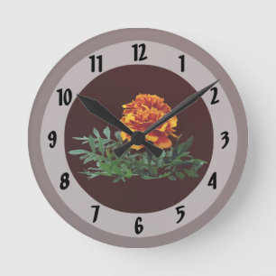 Reloj Redondo Mediano Marigold Naranja con los consejos amarillos
