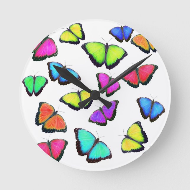 Reloj Redondo Mediano Mariposa arcoiris (Anverso)