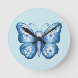 Reloj Redondo Mediano Mariposa azul