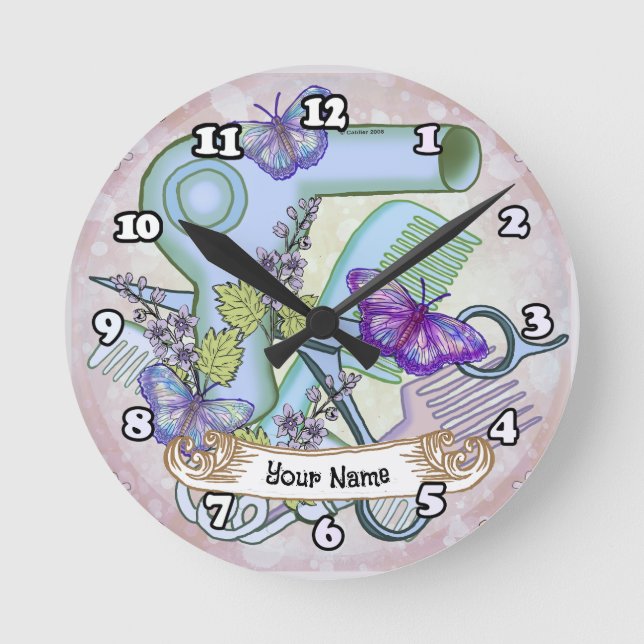 Reloj Redondo Mediano Mariposa Beautician (Anverso)