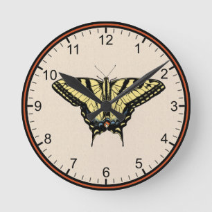 Reloj Redondo Mediano Mariposa Cola de Golondrina Amarilla del Suroeste 