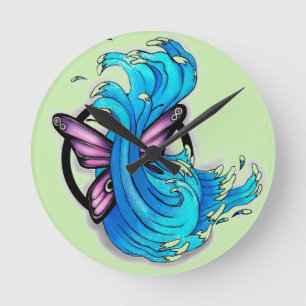 Reloj Redondo Mediano Mariposa con olas