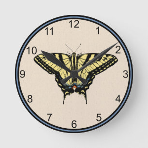 Reloj Redondo Mediano Mariposa de cola de cerda amarilla del suroeste pe
