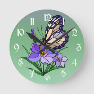 Reloj Redondo Mediano Mariposa de monarca