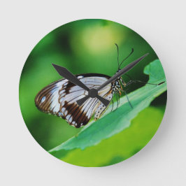 Reloj Redondo Mediano Mariposa marrón oscuro y gris
