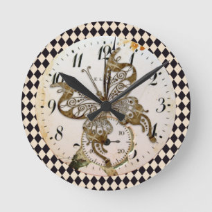 Reloj Redondo Mediano Mariposa Steampunk Redonda