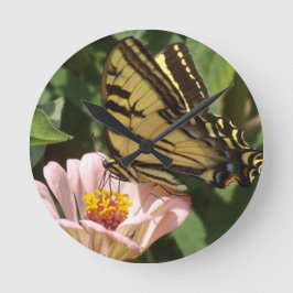 Reloj Redondo Mediano Mariposa y flor