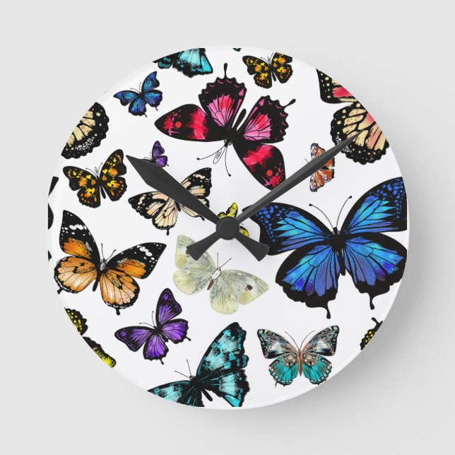 Reloj Redondo Mediano Mariposas (Anverso)