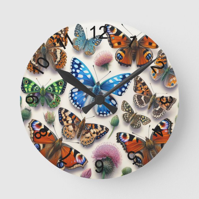 Reloj Redondo Mediano Mariposas 2 (Anverso)
