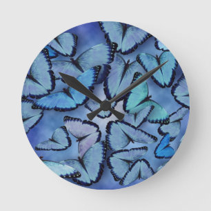 Reloj Redondo Mediano Mariposas azules de Morpho