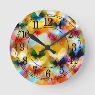 Reloj Redondo Mediano mariposas coloridas