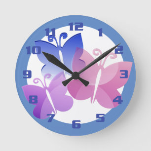 Reloj Redondo Mediano Mariposas de decoración ligera