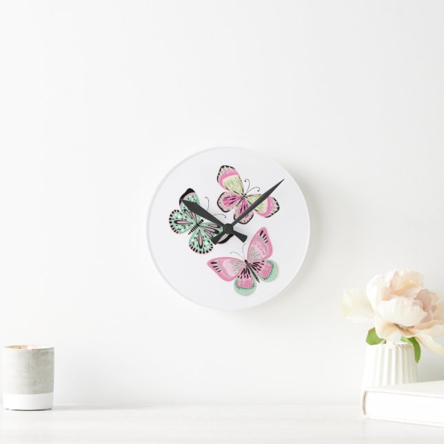 Reloj Redondo Mediano Mariposas dulces de verano (Hogar)