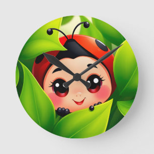 Reloj Redondo Mediano Mariquita de dibujos animados adorable