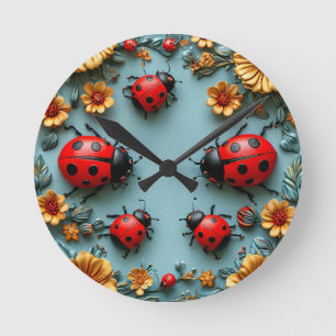 Reloj Redondo Mediano Mariquitas coloridas