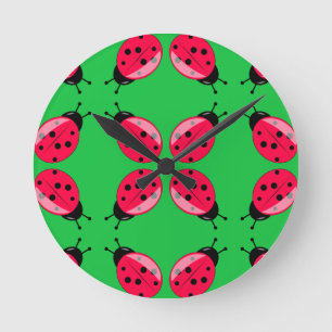 Reloj Redondo Mediano Mariquitas rojas