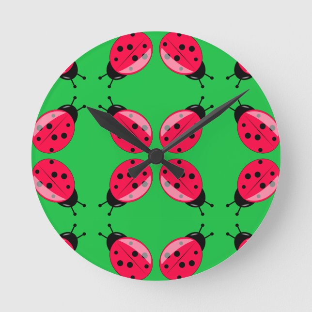 Reloj Redondo Mediano Mariquitas rojas (Anverso)