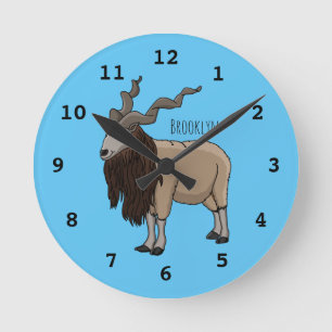 Reloj Redondo Mediano Markhor goat cartoon illustration 