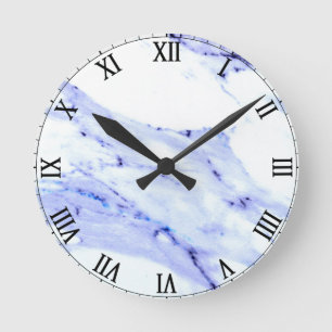 Reloj Redondo Mediano Mármol azul y blanco