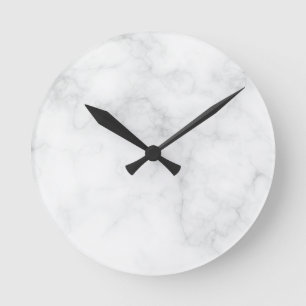 Reloj Redondo Mediano Mármol Blanco Moderno