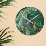 Reloj Redondo Mediano Mármol del álamo de oro verde de piedra<br><div class="desc">Este diseño se puede personalizar eligiendo la opción Editar diseño. También puede transferir a otros artículos. Póngase en contacto conmigo en colorflowcreations@gmail.com o utilice la opción de chat en la parte superior de la página si desea tener este diseño en otro producto o necesita ayuda con este diseño. No puedo...</div>