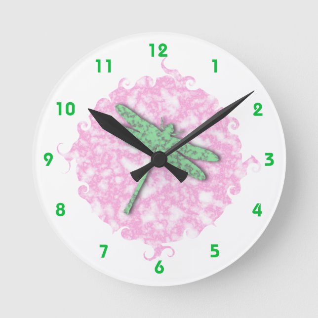 Reloj Redondo Mediano Mármol Dragonfly Wall Clock (Anverso)