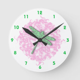Reloj Redondo Mediano Mármol Dragonfly Wall Clock