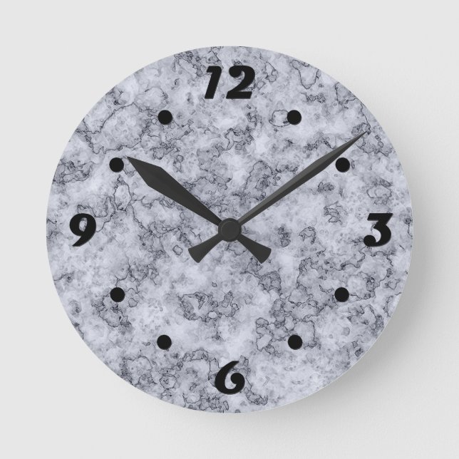Reloj Redondo Mediano Mármol gris azul (Anverso)
