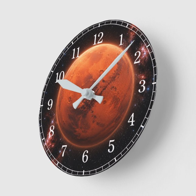 Reloj Redondo Mediano Mars Wall Clock — Space-Inspired Design (Ángulo)