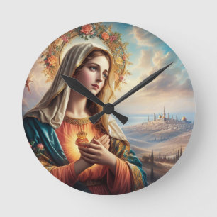 Reloj Redondo Mediano Mary Virgin Jesus